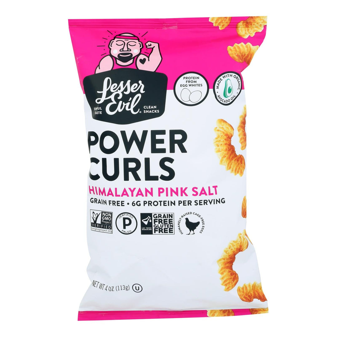 Lesser Evil - Power Curls Himalayan Pink Salt - Case Of 9 - 4 Oz - Maras Green